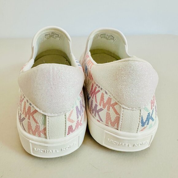 NEW MICHAEL KORS TEDDI MULTICOLOR SIGNATURE MK LOGO BARBIECORE SLIP-ON - Picture 4 of 9